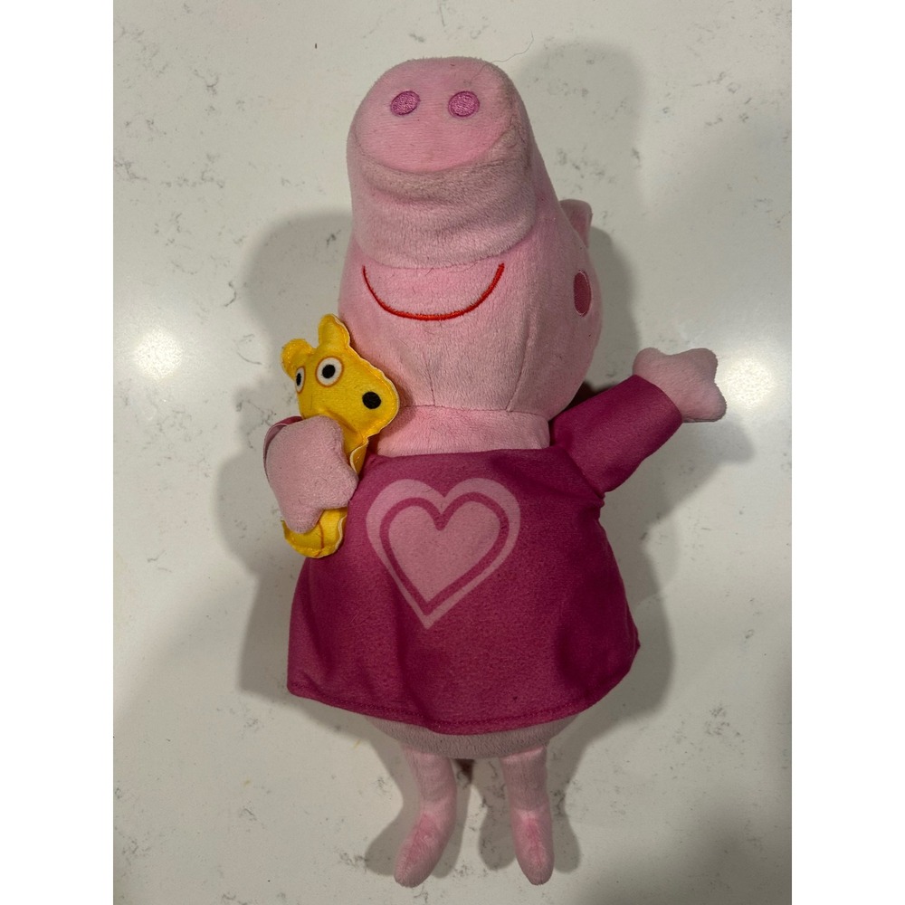 Peppa Pig Plush Stuffed Animal with Yellow Teddy Bear Bedtime Lullabies Talking